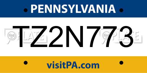 TZ2N773 Pennsylvania License Plate