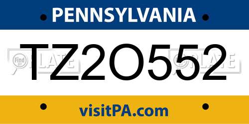 TZ2O552 Pennsylvania License Plate