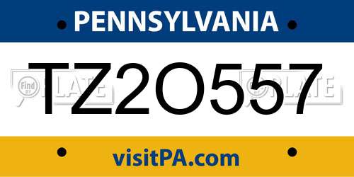 TZ2O557 Pennsylvania License Plate