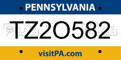 TZ2O582 Pennsylvania License Plate