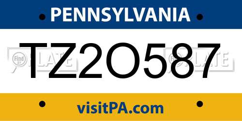 TZ2O587 Pennsylvania License Plate