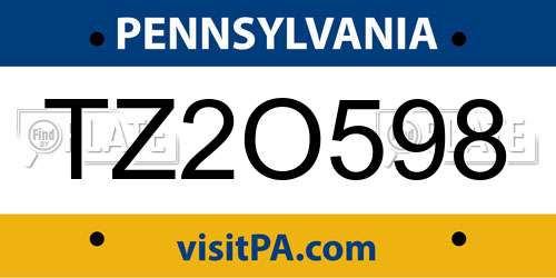 TZ2O598 Pennsylvania License Plate
