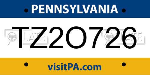TZ2O726 Pennsylvania License Plate