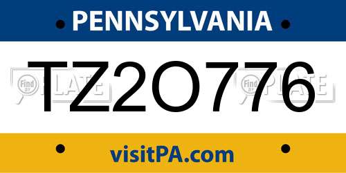 TZ2O776 Pennsylvania License Plate
