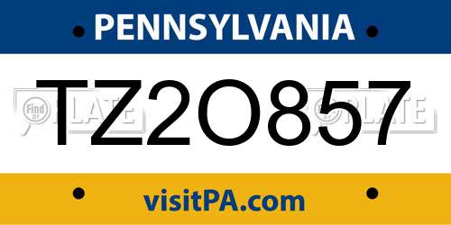 TZ2O857 Pennsylvania License Plate