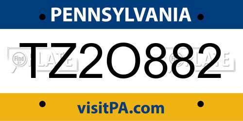 TZ2O882 Pennsylvania License Plate