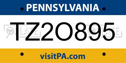 TZ2O895 Pennsylvania License Plate