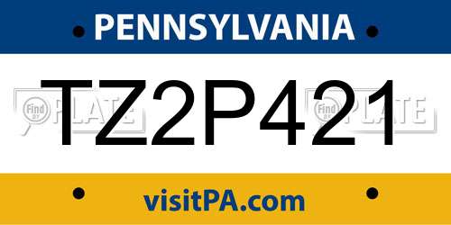 TZ2P421 Pennsylvania License Plate