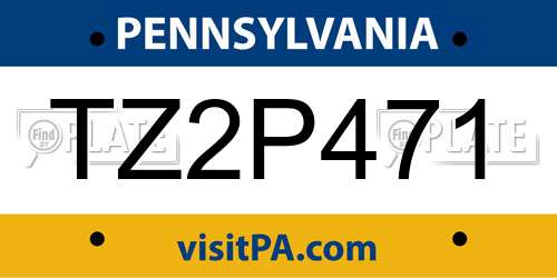TZ2P471 Pennsylvania License Plate