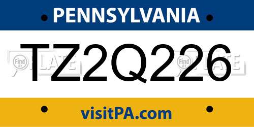 TZ2Q226 Pennsylvania License Plate
