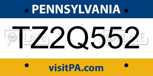 TZ2Q552 Pennsylvania License Plate