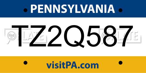 TZ2Q587 Pennsylvania License Plate