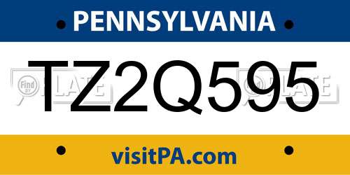 TZ2Q595 Pennsylvania License Plate