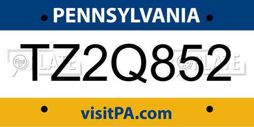 TZ2Q852 Pennsylvania License Plate