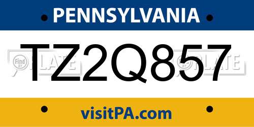 TZ2Q857 Pennsylvania License Plate