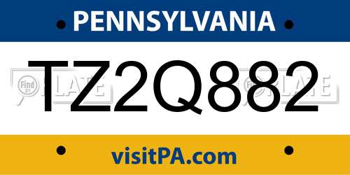 TZ2Q882 Pennsylvania License Plate