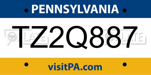 TZ2Q887 Pennsylvania License Plate