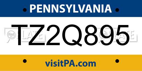 TZ2Q895 Pennsylvania License Plate