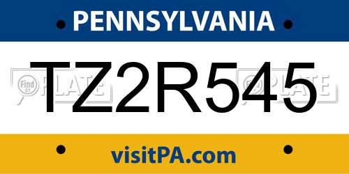 TZ2R545 Pennsylvania License Plate