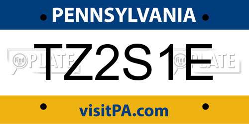 TZ2S1E Pennsylvania License Plate