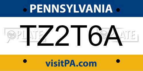 TZ2T6A Pennsylvania License Plate
