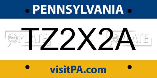 TZ2X2A Pennsylvania License Plate