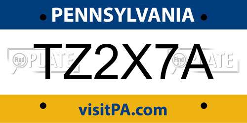 TZ2X7A Pennsylvania License Plate