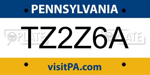 TZ2Z6A Pennsylvania License Plate