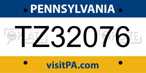 TZ32076 Pennsylvania License Plate
