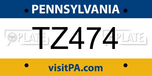 TZ474 Pennsylvania License Plate