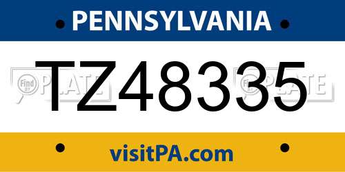 TZ48335 Pennsylvania License Plate