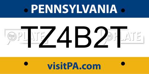 TZ4B2T Pennsylvania License Plate