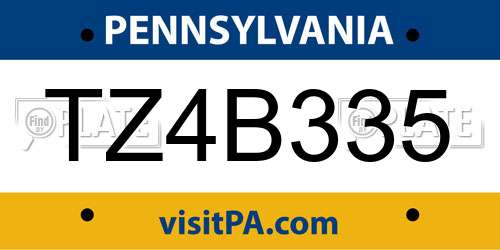 TZ4B335 Pennsylvania License Plate