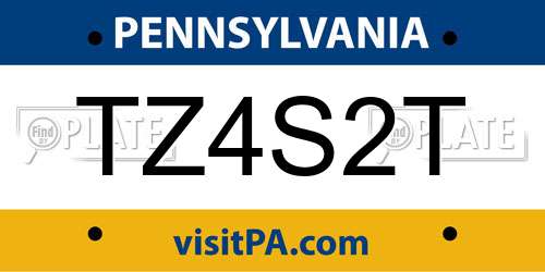 TZ4S2T Pennsylvania License Plate