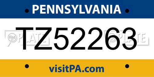 TZ52263 Pennsylvania License Plate
