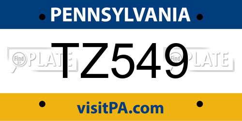 TZ549 Pennsylvania License Plate