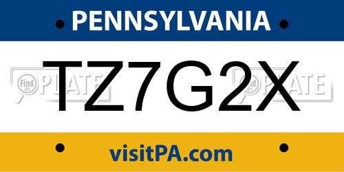 TZ7G2X Pennsylvania License Plate