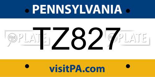 TZ827 Pennsylvania License Plate