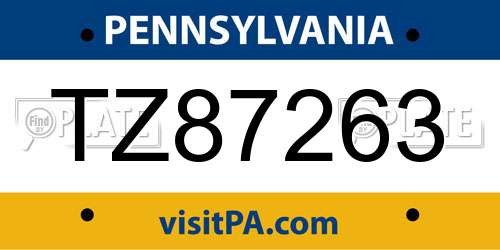 TZ87263 Pennsylvania License Plate