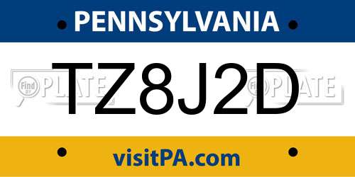 TZ8J2D Pennsylvania License Plate