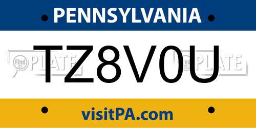 TZ8V0U Pennsylvania License Plate