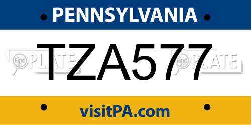 TZA577 Pennsylvania License Plate