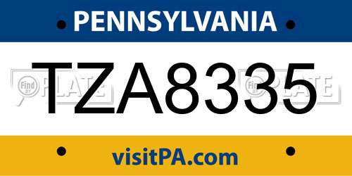 TZA8335 Pennsylvania License Plate