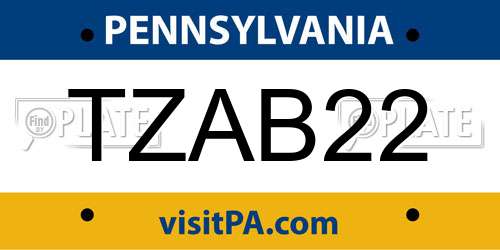 TZAB22 Pennsylvania License Plate