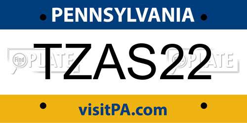 TZAS22 Pennsylvania License Plate