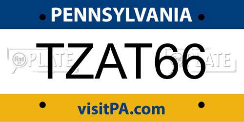 TZAT66 Pennsylvania License Plate