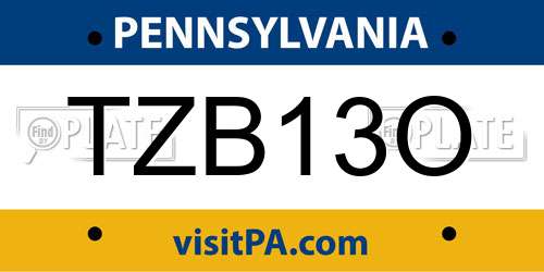 TZB13O Pennsylvania License Plate