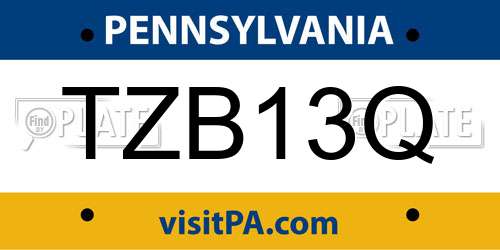 TZB13Q Pennsylvania License Plate