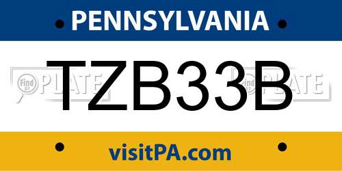 TZB33B Pennsylvania License Plate