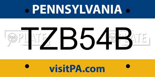 TZB54B Pennsylvania License Plate